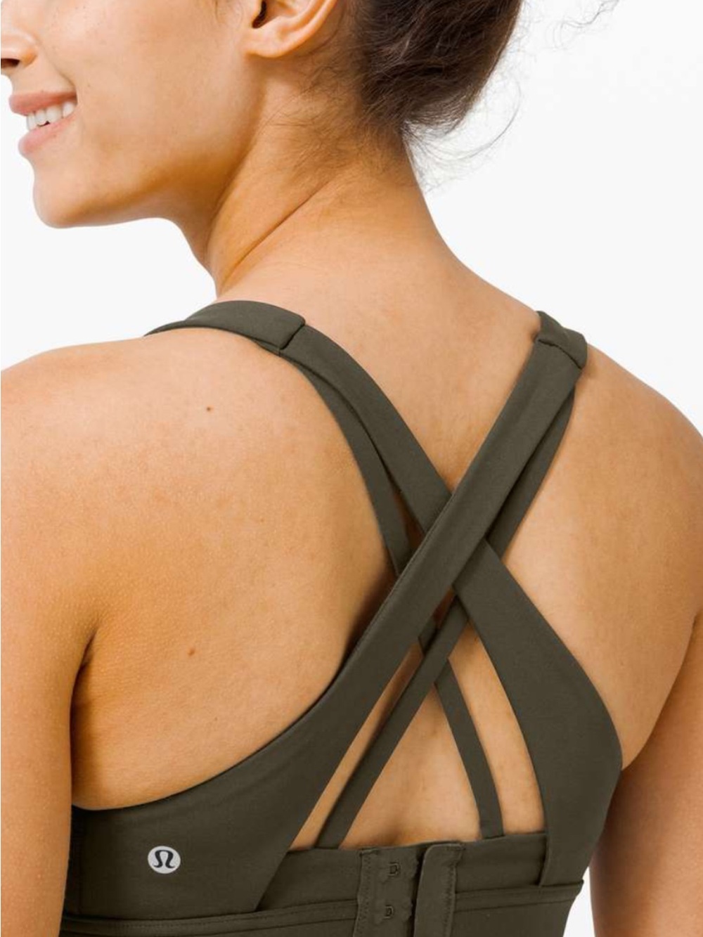 lululemon athletica Cross-Back Sports Bra in Olive